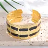 Pulsera Abierta Geométrica de Línea con Raya Horizontal de Acero Inoxidable Estilo Punk Pulsera Metálica Joyería al por Mayor