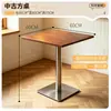 Mesa de Bar Estilo Tronco com Cadeiras para Casa Apartamento Pequeno Banqueta Alta Mesa de Bar de Aço Inoxidável para Loja de Chá com Leite Cadeira de Lazer Comercial