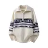 Suéter de punto transpirable versátil casual de ajuste holgado estilo retro americano con cuello medio con cremallera para otoño para hombre, transfronterizo de Amazon