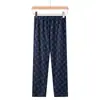 Calça de pijama de algodão puro Chunzhi para homens de meia-idade e idosos, tamanho grande, corte solto, estilo primavera e outono, calça comprida adequada para uso externo, com bolsos, calça de casa para idosos