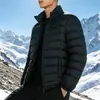 Chaqueta Ligera de Algodón 2026 para Hombre, Estilo Corto de Invierno, Cuello Alto, Rayas, Ropa Cálida de Algodón, Abrigo de Algodón Versátil Resistente al Viento para Exteriores, Mayoreo
