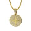 Hip hop americano estrella de diamante completo mango colgante redondo collar largo de pareja joyería suministro transfronterizo para hombres fábrica venta al por mayor