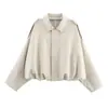 2026 Lançamento Primavera Moda Feminina Transfronteiriça Europeia e Americana Jaqueta Bomber com Textura de Camurça W050 5030