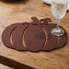 Manteles individuales de fieltro grueso con forma de calabaza, tapetes de mesa resistentes al calor calados para Acción de Gracias y Halloween, decoraciones festivas transfronterizas