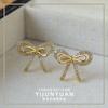 Pendientes Largos con Lazo Estilo Ins Coreano, Gama Alta, Modernos, Lujo Accesible, Elegantes Exquisitos, Versátiles Pendientes con Pasador de Plata 925 para Mujer