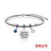 Pulseira Europeia e Americana Transfronteiriça Aço Inoxidável Pulseira Osso de Cobra Comemorativa Dia dos Professores Feriado Diamante Azul Presente Gravação Pulseira de Aço Titânio