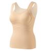 Outono e inverno Mulberry Silk Cashmere Colete quente Feminino Traceless Exterior Vestindo Aquecimento Uma peça Colcha fixa Base interna Colete