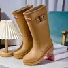 Botas de Lluvia Impermeables de Moda para Mujer, Botas de Lluvia Altas para Adultos con Hebilla, Zapatos Largos de Agua para Exteriores, Botas Martin, Botas de Nieve, Botas de Lluvia