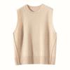 Chaleco de Punto de Cachemir con Cuello Redondo Nuevo para Principios de Otoño Color Sólido Sin Mangas Chaleco para Mujer de Corte Holgado Adelgazante Chaleco Pulóver
