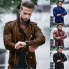 2024 Novo Marrom Comércio Exterior Outono/Inverno Moda Europeia e Americana Roupas de Couro Masculino Tamanho Grande Zíper Jaqueta de Couro para Motociclista Casaco