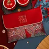 Tela de Brocado de Lujo para Boda, Sobre Rojo con Carácter de Bendición, Bolsa de Sobre Rojo para Ceremonia de Té de Boda, Paquete Rojo de Tela de Tamaño Grande