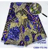 Pieza de 6 Yardas de Tela de Cera Africana con Adornos de Diamantes Irregulares Deslumbrantes y Diseños Estampados