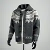 Suéter de punto jacquard Fair Isle para hombre, chaqueta cárdigan de cuello alto con solapa, botones de cuerno, otoño invierno, venta al por mayor de fábrica transfronteriza