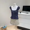 Top Chaleco de Cuadros Mismo Estilo Nuonuo
