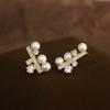 Pendientes de plata S925 con perlas y agujas, diseño de nicho para mujer, personalidad retro, sencillos, combinables, elegantes y de moda.