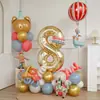 Set de columna de globos con números temática de circo, decoración de escena para fiesta de cumpleaños infantil y accesorios para fotos