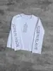 Camiseta de Manga Longa com Estampa de Letras Moda Fashion Estilo Ins Transfronteiriço Europeu e Americano para Homens Streetwear Casual Solta Gola Redonda Manga Longa