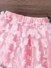 Comércio Exterior Roupas Infantis Verão Meninas Doce Conjunto Top Curto + Camisola com Estampa de Borboleta + Saia de Tule Conjunto de Três Peças