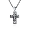 Collar Cruz de Acero Inoxidable Best-Seller Europeo y Americano en Amazon Transfronterizo para Hombres, Cadena de Suéter de Moda Callejera Retro Artística