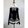 Ahora Disponible: Conjunto de Dos Piezas Estilo Japonés Dulce-Fresco Moda Oscura Diseño de Nicho Camisa de Manga Larga con Corbata de Moño y Falda Corta de Cuadros