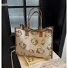 Bolsa de Mão Estampada de Gatinho Kt Estilo Coreano Moda Versátil Casual Bolsa de Ombro Grande Capacidade Bolsa Tote de Lona