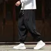 Calça Cargo de Veludo Cotelê Masculina Estilo Retrô Japonês Solta de Perna Larga com Gancho Baixo Calça Harem Casual Jogger Masculino Em Estoque