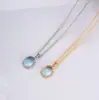 Colar Pingente Oval Azul Claro em Prata Esterlina S925 para Mulheres, Corrente de Clavícula Versátil Elegante Estilo Fada Super Retro Francês de Luxo Leve
