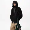 Sudadera con capucha deconstruida pesada americana para hombre y mujer, diseño de empalme de marca de moda de otoño, camisa casual suelta con cremallera para pareja