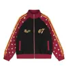 Chaqueta de Béisbol Raglán Estampado de Estrellas por Toda la Prenda Retro Americana Bloque de Color Cinta Bordado de Letras Cuello Alto Cremallera Sudadera Cárdigan