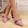 Sandalias de Metal con Cadena Puntiaguda de Comercio Exterior de Tacón Alto 2025 Verano Nuevas Sandalias con Estampado Stiletto y Puntera Metálica Estilo Europeo y Americano para Mujer 43
