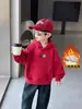 9989 Moletom com Capuz para Meninos Inverno Novo Estilo Coreano Top de Lã para Crianças Bebês Meninos Moletom Casual Camada de Base