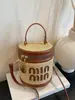 Bolso Cubo Tejido a Mano para Mujer, Versátil Estilo Nuevo, Bolso de Lujo de Alta Gama para Mujer, Bolso Cruzado Cilíndrico de Nicho