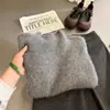 Suéter Base de Lana 100% Gris de Cuello Alto Medio para Mujer, Nuevo Otoño/Invierno 2026, Tejido Holgado de Manga Larga