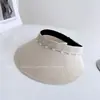 Estilo para el trabajo y las vacaciones, sombrero de punto de verano para mujer con protección solar, mezcla de papel, sombrero de sol ligero con cadena de perlas, moderno