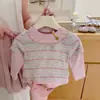 Camiseta top de manga larga con estampado de dibujos animados de moda estilo coreano para niñas Ningli, conjunto de dos piezas nuevo de otoño 2026