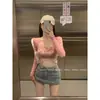 Camiseta de Manga Larga con Estampado de Gato Vintage, Cuello en V, para Mujer, Principios de Otoño, Nueva, Dulce y Picante, Oreja, Ajustada, Camiseta Base