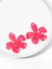 Brincos Grandes de Flor em Acetato Degradê Brilhante, Estilo Férias Exagerados com Pétalas de Resina em Camadas Longas para Mulheres, Transfronteiriço