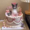 Accesorios de Decoración de Pasteles Modernos Geniales Conejito Rosa Gatito Cachorro Perro de Orejas Grandes Toppers para Mesa de Postres de Cumpleaños