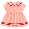 Vestido para Bebé Niña, Vestido de Princesa para Niña, Vestido de Verano, Vestido Pequeño de Moda Estilo Preppy con Cuello Polo para Niños, Mangas Cortas