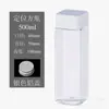 Taza Cuadrada para Té de Leche de 350ml 500ml con Tapa, Botella de Plástico PET Desechable de Moda para Bebidas para Llevar Comercial