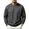 Sudadera casual de cuello redondo con hombros caídos para hombre, estilo europeo y americano, color liso, simple, holgada, talla grande, siempre en stock