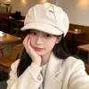 Boina gruesa de algodón estilo coreano para mujer, nuevo modelo de otoño e invierno, adecuada para circunferencia de cabeza grande, hace que la cara se vea más pequeña, gorra de plato de pintor