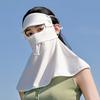 Máscara Solar con Capucha Desmontable para Mujer, Cubrecuello y Cara de Verano Anti-UV, Tejido de Seda Helada Transpirable, Máscara para el Contorno de Ojos