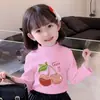 Y2253# Nova Camiseta de Manga Longa para Primavera e Outono Meninas Solta Estampada Base de Lã Branca Camiseta Casual Joker