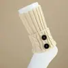 Calentadores de Pierna Cortos de Punto con Patrón Trenzado y Botones para Mujeres Europeas y Americanas Otoño e Invierno, Rodilleras, Cubre Botas Cálidos de Lana, Cubre Pies, Calcetines Holgados