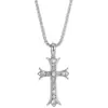 Cadena de Estilo Europeo y Americano con Colgante de Cruz Incrustada de Diamantes para Hombre, Cadena de Suéter con Cruz de Diseño de Nicho de Gama Alta