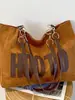 Bolsa de Gran Capacidad para Mujer 2025 Invierno Nuevo Bolso de Hombro Coreano con Letras Bolso Tote Casual Simple para Viaje y Uso Diario