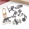 Dibujo Lindo Gato Negro Piano Nota Musical Gota de Aceite Colgante DIY Collar Cadena de Teléfono Colgante Accesorios de Joyería