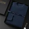 Caixa de Presente Suéter Masculino de Caxemira Gola Meia-Alta Lã Grossa Quente Malha Casual Camada Base Suéter de Caxemira de Cabra Inverno
