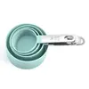Juego de tazas medidoras y cucharas medidoras de plástico y acero inoxidable al por mayor, juego de 8 piezas, taza medidora con mango de acero inoxidable, cuchara medidora, cuchara medidora para hornear